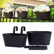 Clearance! Shishian Planters For Indoor Plants Metal Hanging Flower Pots For Fence,Outdoor Balcony Rail Planter With Garden Tools Detachable Hooks Holes For Garden Home Decor Black Plant Pots Indoor W